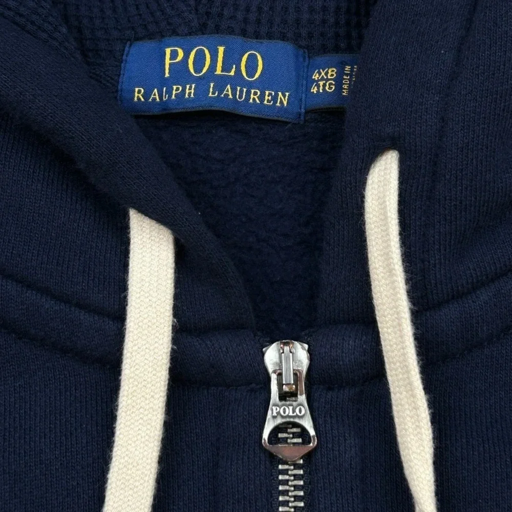 Polo Ralph Lauren Men's 4XB Full Zip Hoodie Sweater Blue Heavyweight Yellow Pony